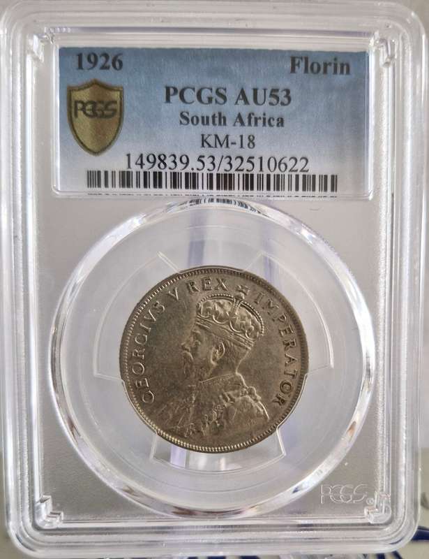 1926 Union of South Africa 2 Shillings PCGS Graded AU