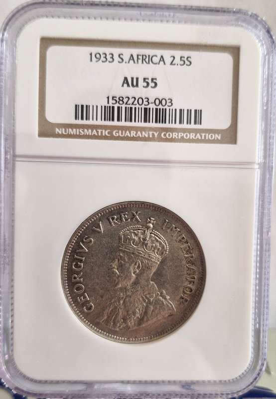 1933 Union of South Africa Halfcrown NGC Graded AU