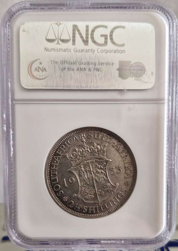 1933 Union of South Africa Halfcrown NGC Graded AU