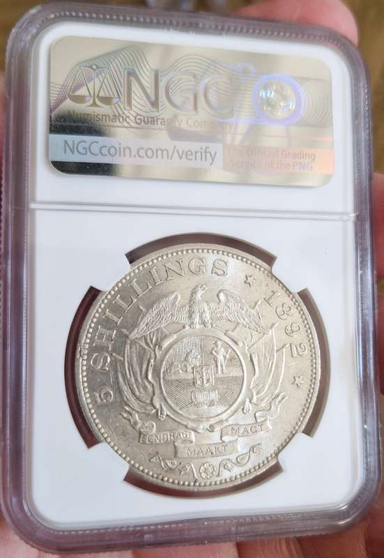 *1892 ZAR Kruger Crown 5 Shillings Single Shaft NGC Graded MS