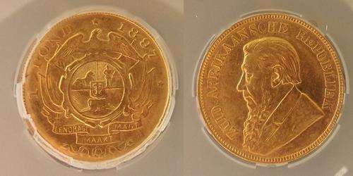 **1897 ZAR Kruger Pond Graded AU55**