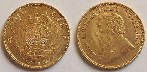 + 1892 ZAR Kruger Gold/Silver Combo, Pond, Halfpond + 5 Shillings +