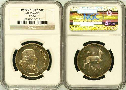 * 1965 Afrikaans 1 Rand NGC PF64 Mintage 85-120 *