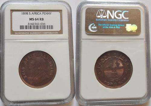 1898 ZAR Kruger Penny Graded MS64 RB