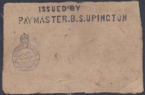 ** 1902 Upington Siege Cloth Note, Boer War **