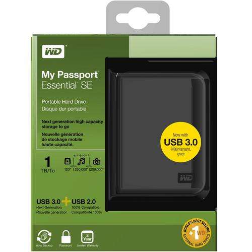 Western Digital My Passport Essential SE 1TB USB 3.0 & USB 2.0 (WDBACX0010BBK)