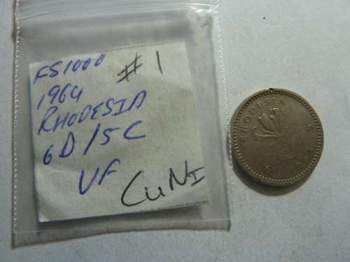 1964 Rhodesia 6 pence/5 cent