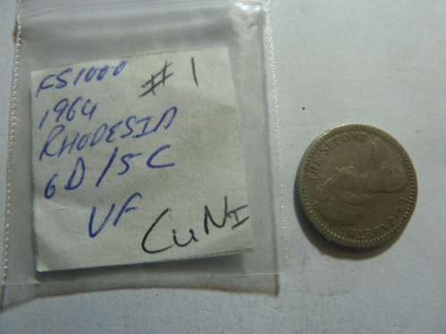 1964 Rhodesia 6 pence/5 cent