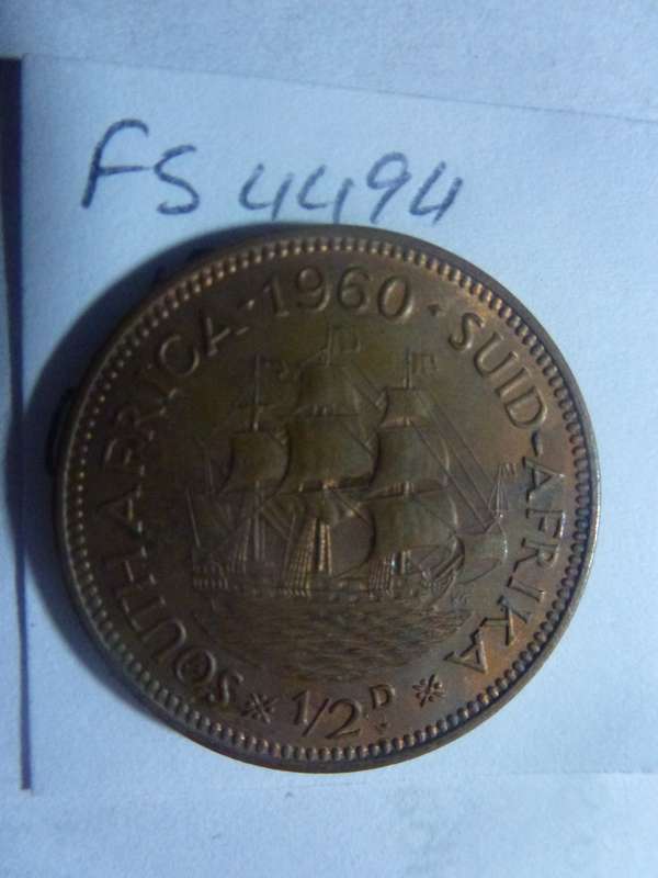 1960 Union of South Africa 1/2 penny