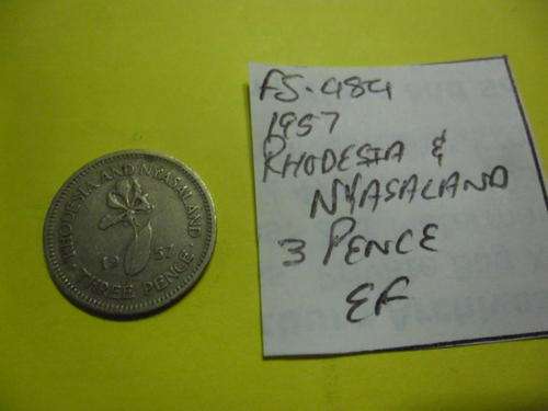 FS-484 1957 Rhodesia and Nyasaland 3 Pence