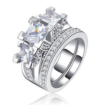 5 Carat Simulated Diamond Double-Band Wedding Ring. Size 8 / Q