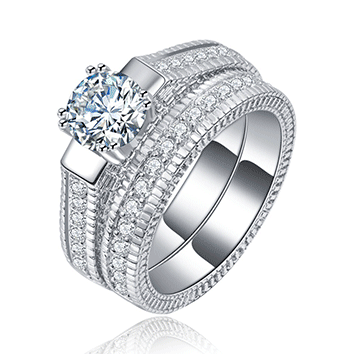 Exquisite 2.25 Carat Round Cut Simulated Diamond Wedding Ring Set. Size 8 / Q !!!