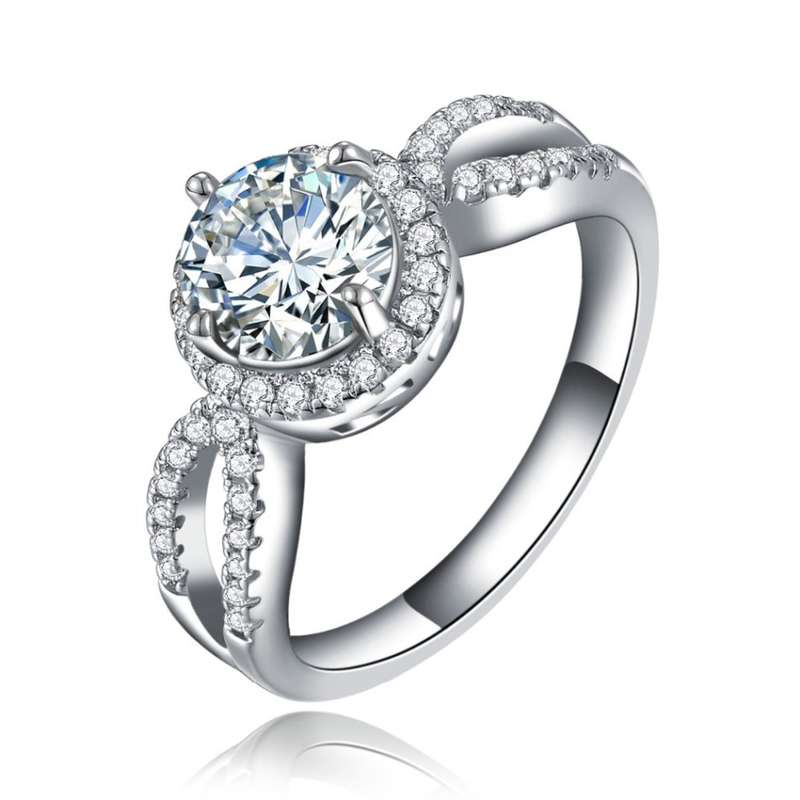 Astounding 1.60 Carat Simulated Diamond Halo Ring. Size 5 / J1/2