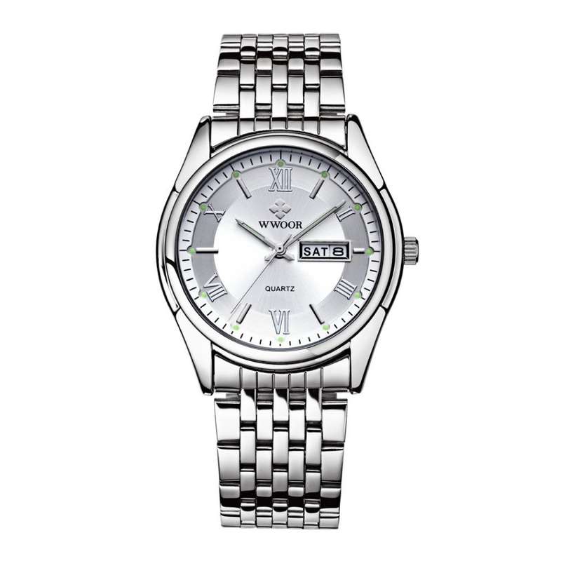 ***  WWOOR  ***   MENS DAY/DATE STAINLESS STEEL WATCH  -**  3 On Auction !!!  **