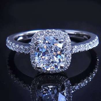 2.00 carat Cushion Cut Simulated Diamond Engagement Ring. Size : 6 / M