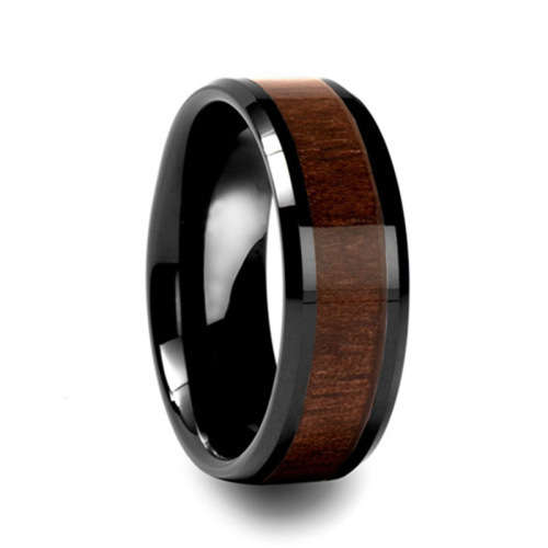 *R2999* Men's Black Wood Inlay Tungsten Ring !!! Size : 9 ; 10 ; 11 ; 13