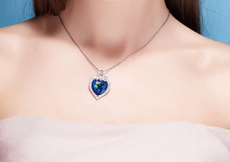 Heart Shaped Swarovski Sterling Silver Pendant Necklace | 100% GENUINE SWAROVSKI CRYSTALS