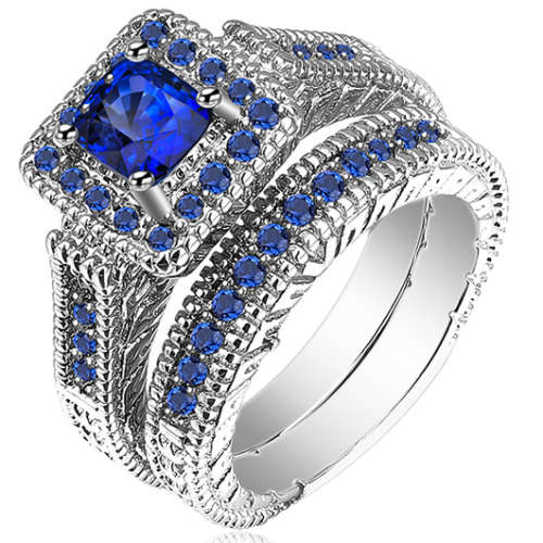 Stunning 1.25 Carat Simulated Diamond Wedding Ring Set. Size : 8 / Q