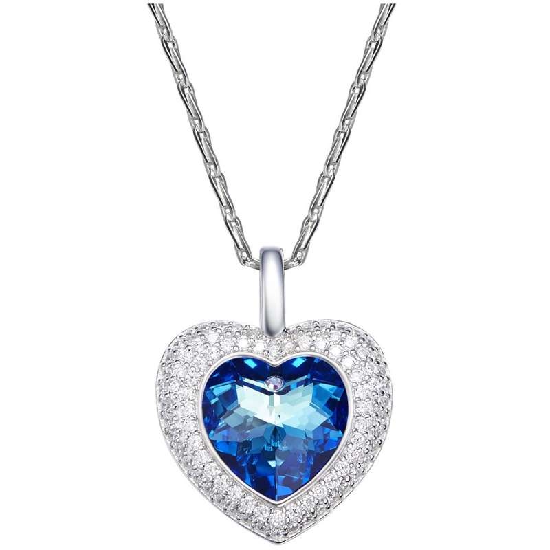 Heart Shaped Swarovski Sterling Silver Pendant Necklace