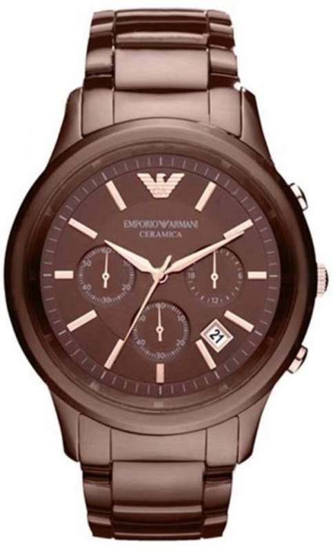 EMPORIO ARMANI AR1454 Men's Brown Ceramic Chronograph Watch | BRAND NEW | BOX INCLUDED
