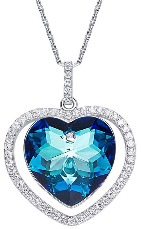 Heart Shaped Crystals from Swarovski Sterling Silver Pendant Necklace
