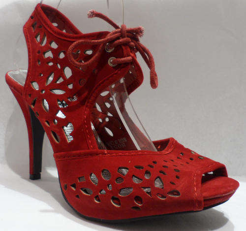 RMS Peep-Toe Heeled Sandals - Maroon - Size 7