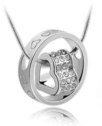 Heart Crystal Ring Necklace!!! White Gold Plated!!! Made with Swarovski Elements!!!
