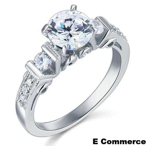 1.82 carat Brilliant Cut Victorian 4-Prong Cathedral Lab Created Diamond Engagement Ring - Size 7