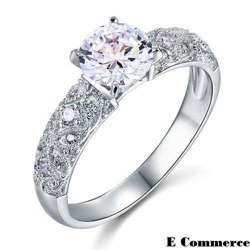 1.15 carat Accented Solitaire Meticulously Detailed Shanks Lab Created Diamond Ring - Size 7