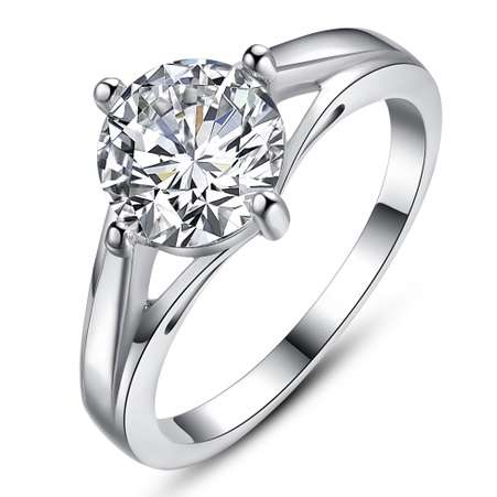 Elegant 2.11 Carat Cr. Diamond Solitaire Engagement Ring. Size 6.5 / N