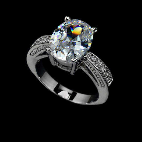 Vintage Style 5 Carat Oval Cut Cr. Diamond Solitaire Engagement Ring. Size 8.75 / R1/4
