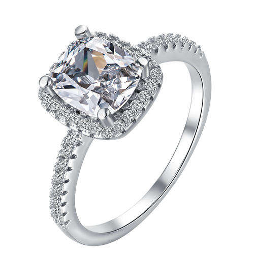 2.00 carat Cushion Cut Simulated Diamond Engagement Ring. Size : 6 / M