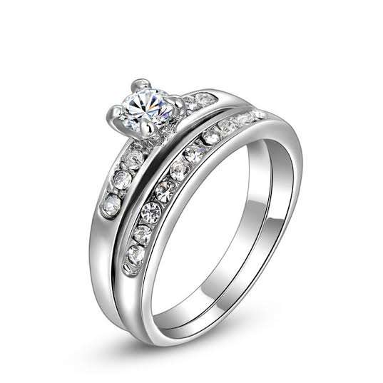 Exclusive 1 Carat Simulated Diamond Engagement/Wedding Ring Set. Size 9 / R 3/4