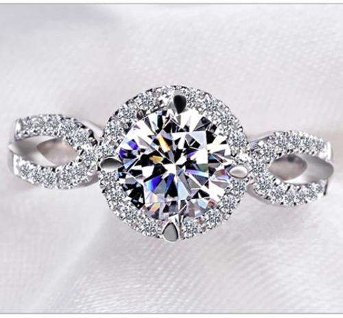 Astounding 1.60 Carat Simulated Diamond Halo Ring. Size 6 / M . 2 ON AUCTION!