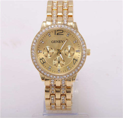 GENEVA Ladies Crystal Accented Yellow Gold Watch
