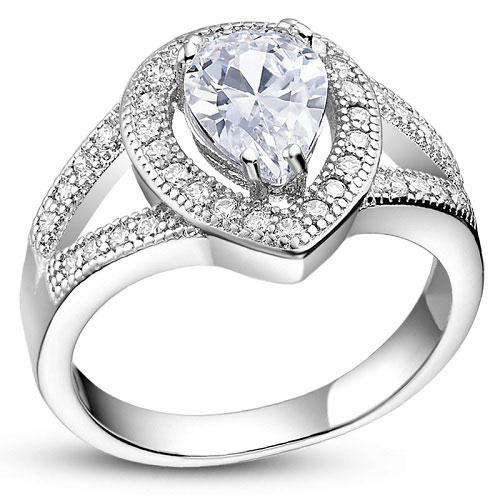 Stunning 1.42 Carat Simulated Diamond Halo Ring. Size 7 / O