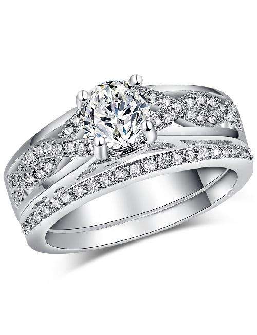 Exquisite 1.50 Carat Round Cut Simulated Diamond Wedding Ring Set. Size 6 / M ! 3 ON AUCTION!!!