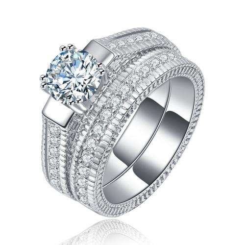 Exquisite 2.25 Carat Round Cut Simulated Diamond Wedding Ring Set. Size 7 / O! 3 ON AUCTION!!!