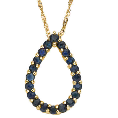 GORGEOUS (20 PCS - 1.00 CTW) GENUINE PREMIUM THAILAND SAPPHIRE 9K SOLID YELLOW GOLD PENDANT