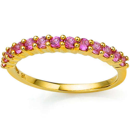 LOVELY (13 PCS - 0.75 CT) GENUINE PREMIUM THAILAND PINK SAPPHIRE 9K SOLID YELLOW GOLD RING