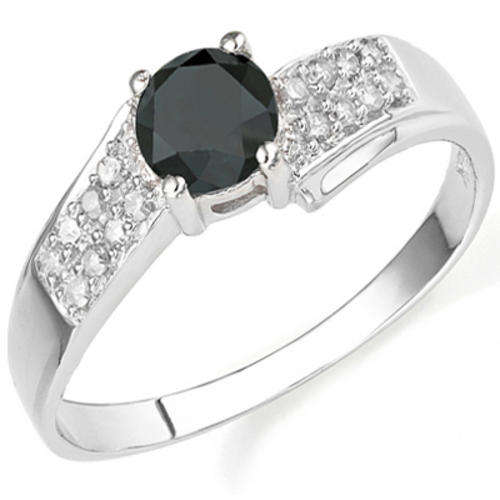 ENORMOUS 0.66 CT BLACK DIAMOND & 16PCS WHITE DIAMOND 9K SOLID WHITE GOLD RING
