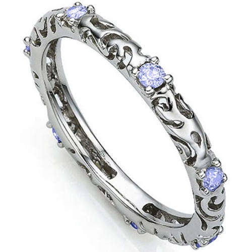 FLOWERY 7 PCS ROUND NATURAL TANZANITE  WELL MADE IN 925 STERLING SILVER RING