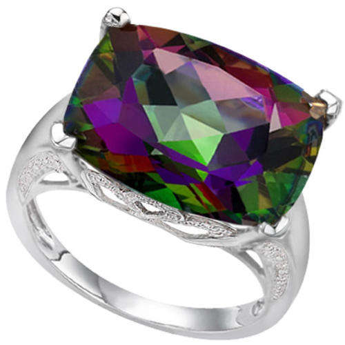 GORGEOUS 9.34CT CUSHION MYSTIC AMETHYST AND 2 PCS DIAMOND IN  925 SILVER RING