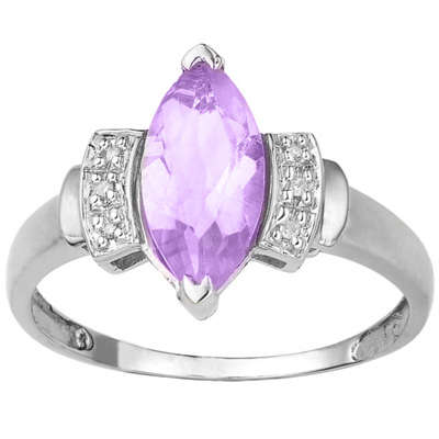 NICE 1.52 CT AMETHYST & 2 PCS OF WHITE DIAMOND 0.925 STERLING SILVER W/ PLATINUM RING