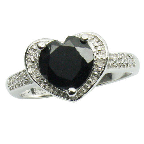 ROMANTIC 1.83CT SAPPHIRE & A PAIR OF WHITE DIAMOND IN 0.925 STERLING SILVER W/ PLATINUM RING