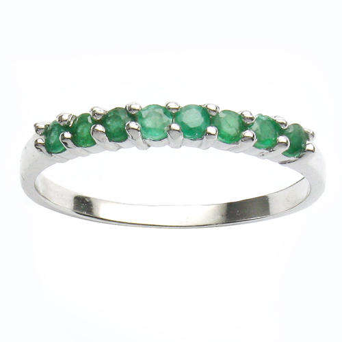 FINE 8PCS GENUINE EMERALD 0.925 STERLING SILVER W/ PLATINUM SIZE 7