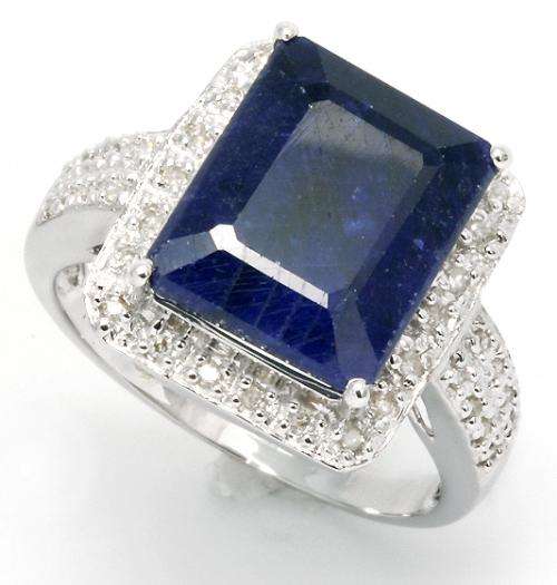 SOLID 9KT WHITE GOLD GENUINE KASHMIR SAPPHIRE AND DIAMOND RING NEW!