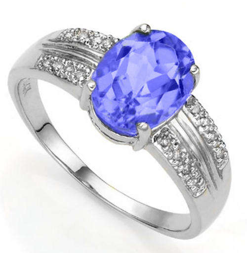 EXCELLENT 1.62CT TANZANITE RING IN SOLID 14KT WHITE GOLD FINE COLOUR AAA+++ CRAZY AUCTION