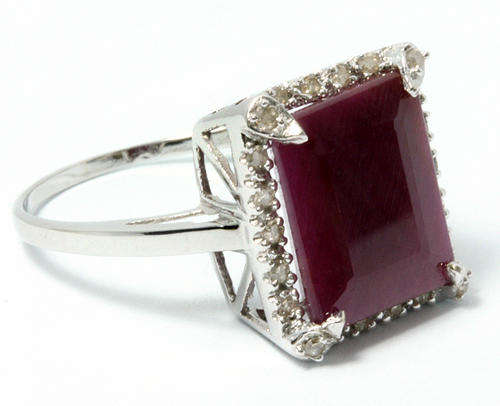 NEW! 9KT SOLID WHITE GOLD REAL RUBY AND DIAMOND RING