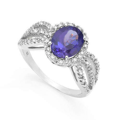 FINE QUALITY 2.48CT TANZANITE RING IN SOLID 14KT WHITE GOLD FINE COLOUR AAA+++ CRAZY AUCTION